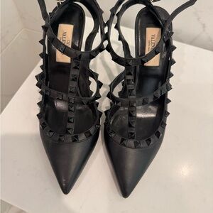 Valentino Black Strappy Studded Heels